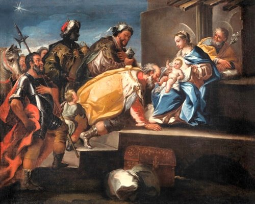 L'Adoration des Rois mages - École napolitaine, fin du XVIIe siècle